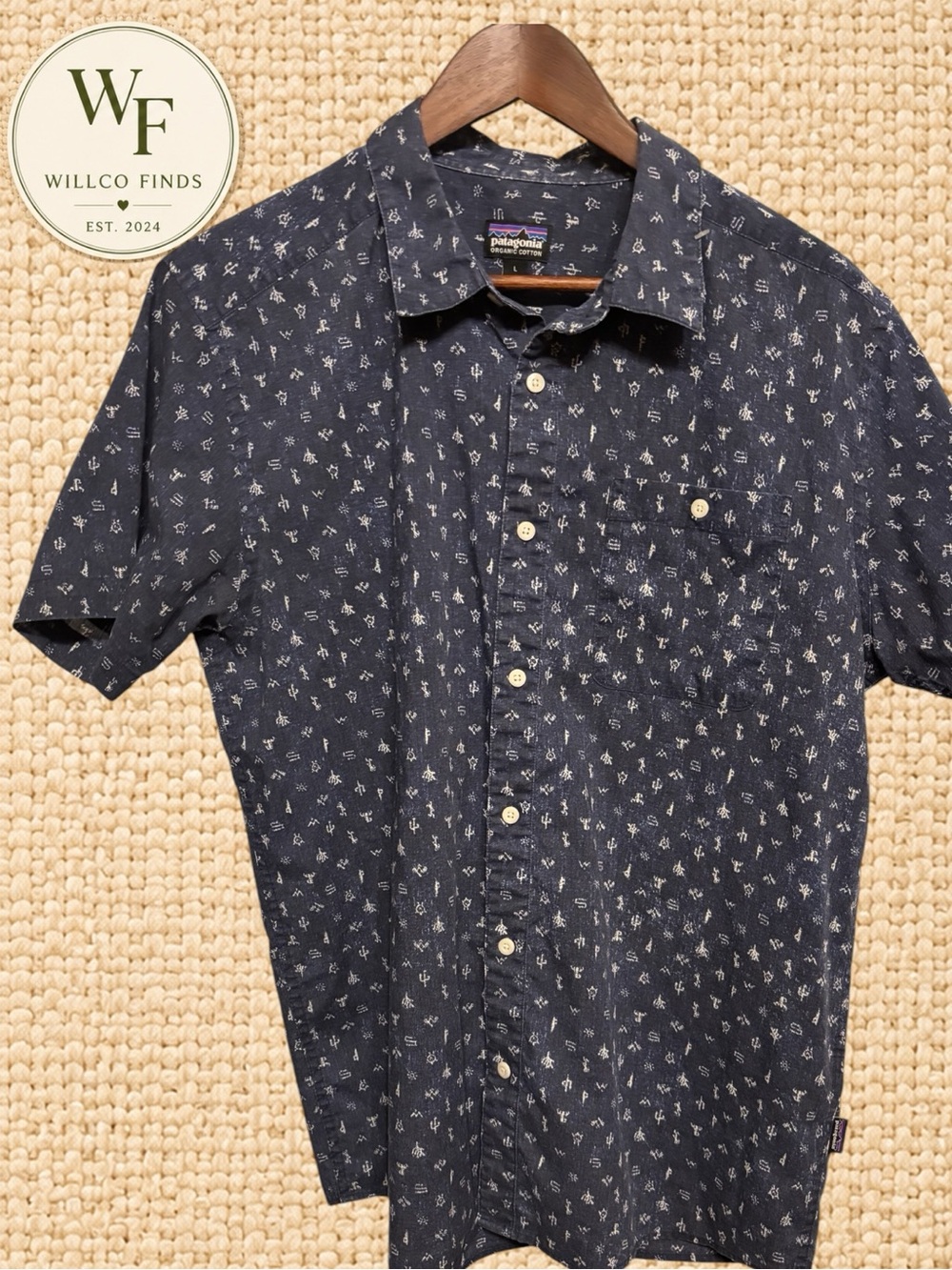 Patagonia Organic Cotton Men’s Large Short Sleeve Button Front Print Shirt